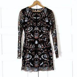 Endless Rose Whimsygoth Floral Dress Womens Small Black Embroidery Back Cutout